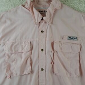 Bimini Bay Outfitters Men's XXL Pink Nylon Short Sleeve Fishing Shirt Vented